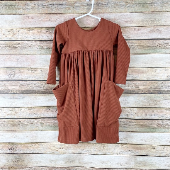 Remie Girl Ribbed Long Sleeve Dress Size 3T - Picture 4 of 7